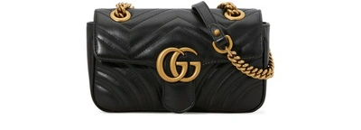 Shop Gucci Mini Gg Marmont Crossbody Bag In Black