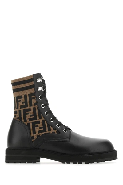 Shop Fendi Ff Motif Combat Boots In Multi