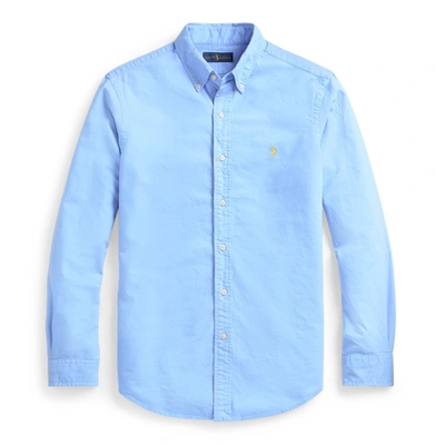Shop Polo Ralph Lauren Garment-dyed Oxford Shirt In Harbor Island Blue