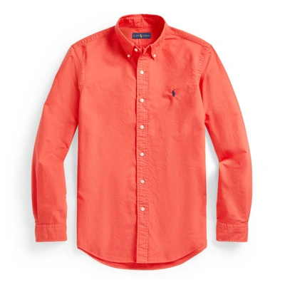 Shop Polo Ralph Lauren Garment-dyed Oxford Shirt In Racing Red