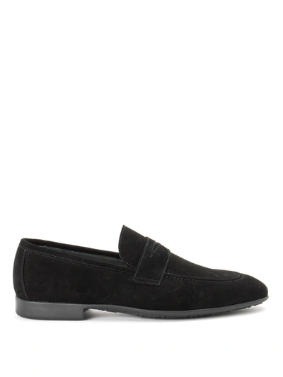 Shop Moreschi Biarriz Suede Loafers In Black
