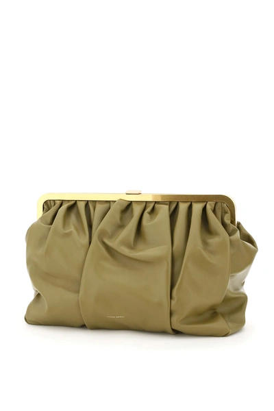 Shop Mansur Gavriel Wave Frame Clutch Bag In Safari (khaki)