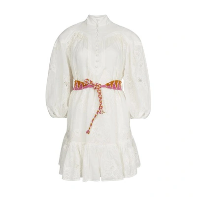 Shop Zimmermann Riders Panelled Mini Dress In Ivory