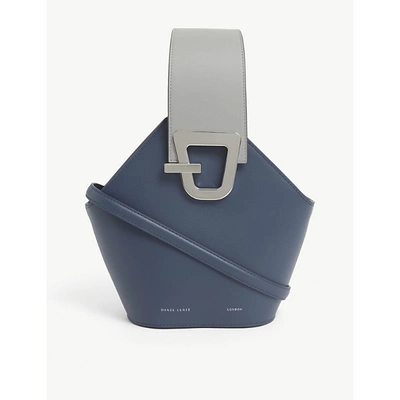 Shop Danse Lente Johnny Mini Leather Bucket Bag In Steel Blue/warm Grey