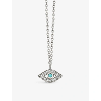 Shop Astley Clarke Mini Evil Eye Sterling Silver, Turquoise And Pavé White Sapphire Necklace
