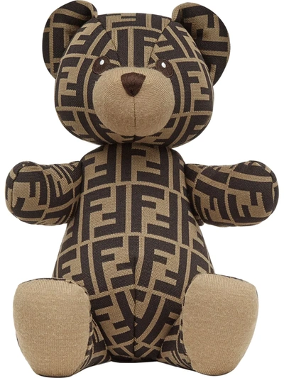 Shop Fendi Ff-print Teddy Bear In Brown