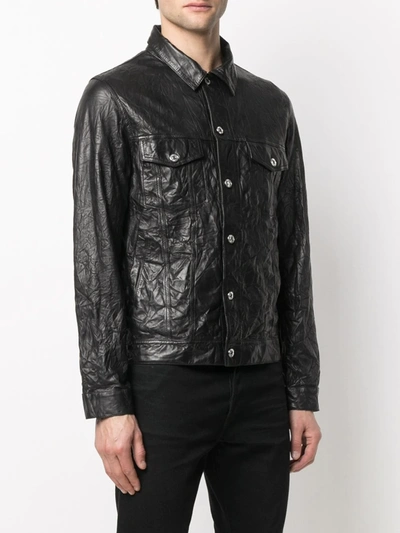Shop Zadig & Voltaire Base Crinkle Leather Jacket In Black