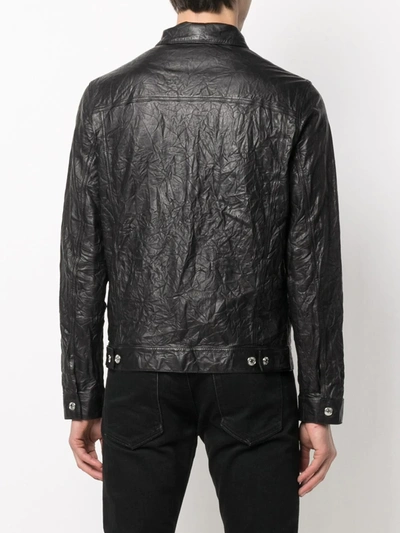 Zadig & Voltaire Base Crinkle Leather Blouson In Black