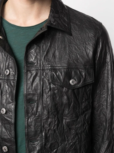 Zadig & Voltaire Base Crinkle Leather Blouson In Black