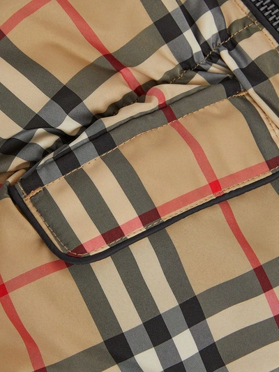 Shop Burberry Vintage Check Down Jacket In Brown