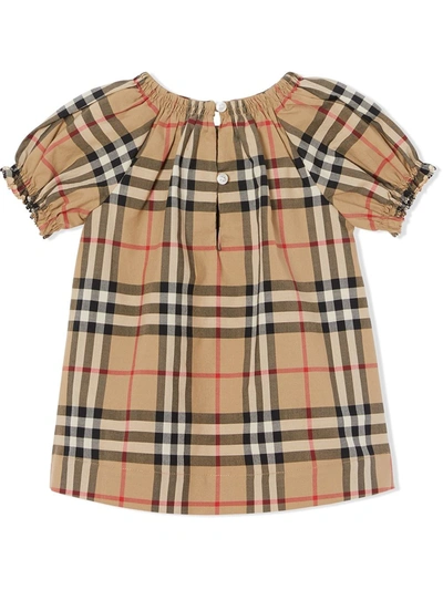 Shop Burberry Vintage Check Ruched Dress In Brown