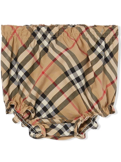 Shop Burberry Vintage Check Ruched Dress In Brown