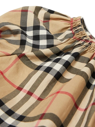 Shop Burberry Vintage Check Ruched Dress In Brown