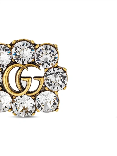 Shop Gucci Double G Crystal Earrings In Gold