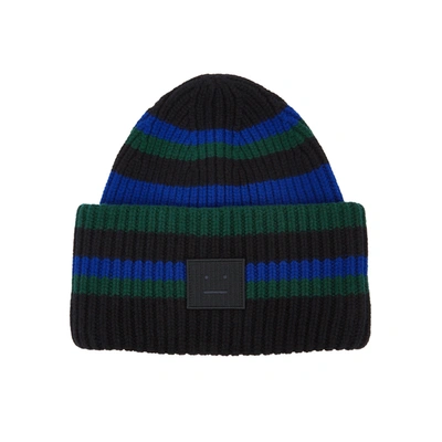 Shop Acne Studios Pansy Striped Wool Beanie In Blue