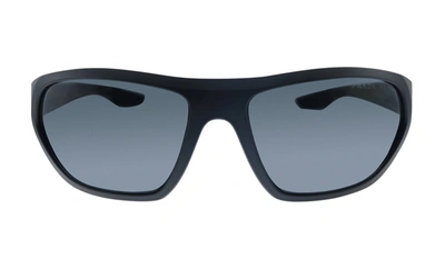 Shop Prada Ps 18us 1bo5z1 Wrap Polarized Sunglasses In Grey