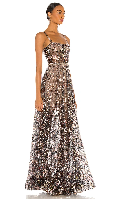 Bronx And Banco Midnight Noir Gown In Gold & Black