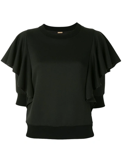 Shop Adam Lippes Flounce Detail Sweatshirt In Black