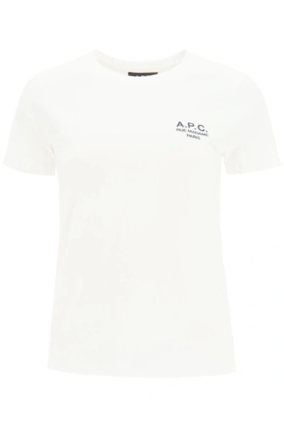 Shop Apc Denise T-shirt With Logo Embroidery In Blanc (white)