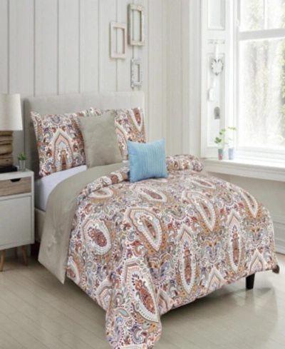 Shop Olivia Gray Felicity Reversible King Comforter Set, Piece Bedding In Taupe