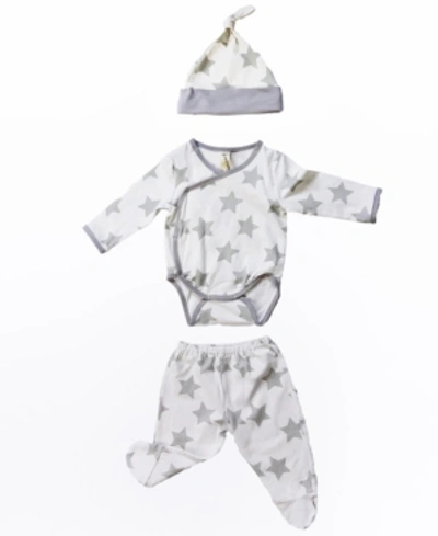 Shop Earth Baby Outfitters Baby Boys And Girls Viscose From Bamboo 3 Piece Star Newborn Set In Gray