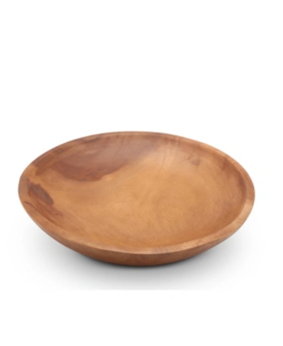 Shop Arthur Court Acacia Wood Serving Bowl For Fruits Or Salads Calabash Round Shape Style Large Wooden Single Bowl In Silver