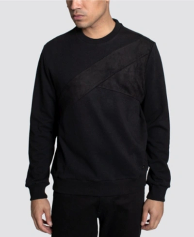 Shop Sean John Color Texture Blocked Men's Sweatshirt In Jet Black