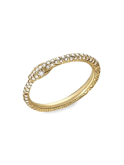 Shop Gucci Women's Ouroboros Snake Ring In Gold