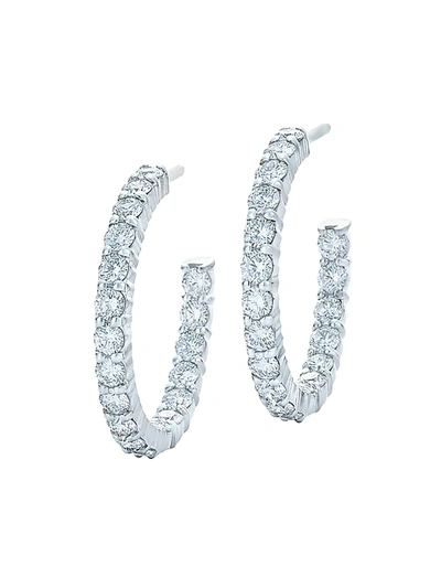 Shop Kwiat Women's Hoops 18k White Gold & Bezel-set Diamond Inside/outside Hoop Earrings