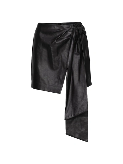 Shop Lamarque Iva Leather Draped Skirt In Black