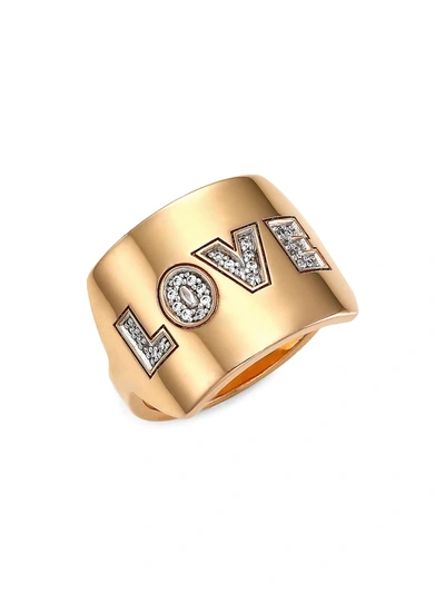 Shop Ginette Ny Women's 18k Rose Gold & Diamond Love Angèle Ring