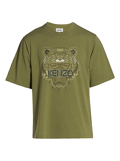 Shop Kenzo Oversized Gradient Tiger T-shirt In Taupe Khaki