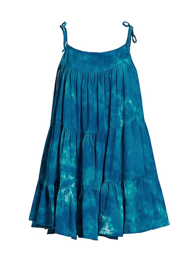 Shop Honorine Peri Tie-dye Tiered Dress In Ocean