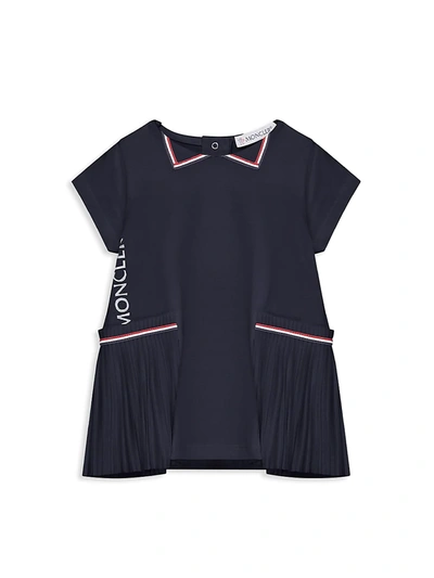 Shop Moncler Baby's & Little Girl's Pleated Ribbon Dress In Navy