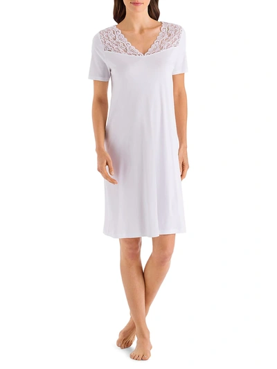 Shop Hanro Women's Moments Short-sleeve Night Gown In White