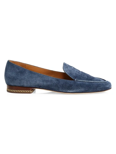 Shop Tory Burch Ruby Square-toe Suede Loafers In Perfect Blue