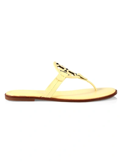 Shop Tory Burch Miller Leather Thong Sandals In Banana