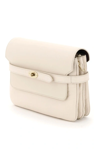 Shop Mulberry Belted Bayswater Accordion Bag In White,beige
