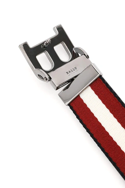 Shop Bally Reversible Belt Stripe B Buckle In Black,red