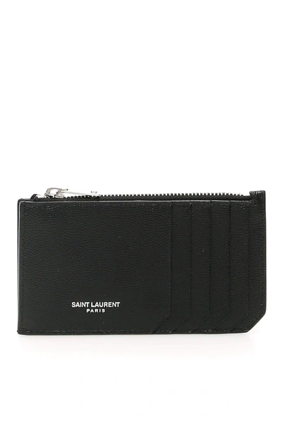 Shop Saint Laurent Card Holder Pouch In Black