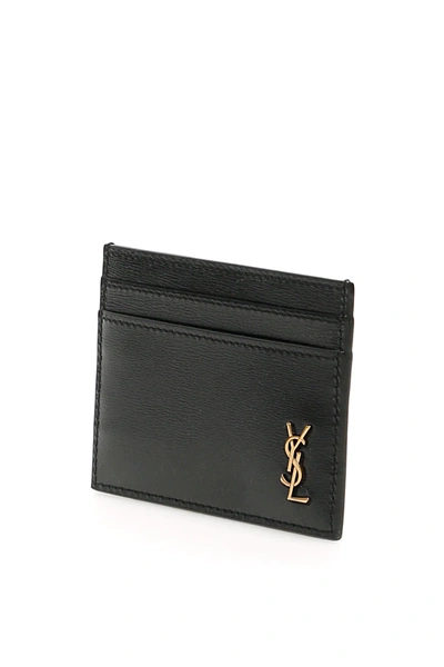 Shop Saint Laurent Monogram Cardholder In Black