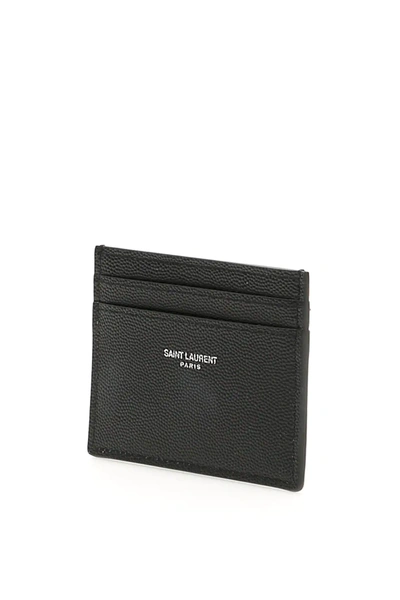 Shop Saint Laurent Leather Cardholder In Black