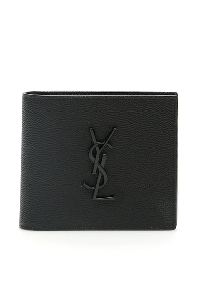 Shop Saint Laurent Ysl Rider Wallet In Black
