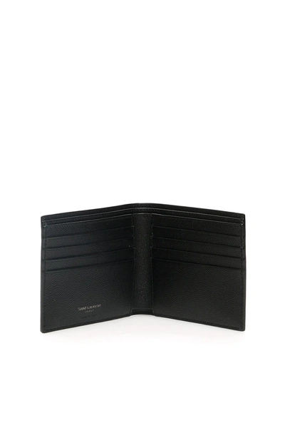 Shop Saint Laurent Ysl Rider Wallet In Black