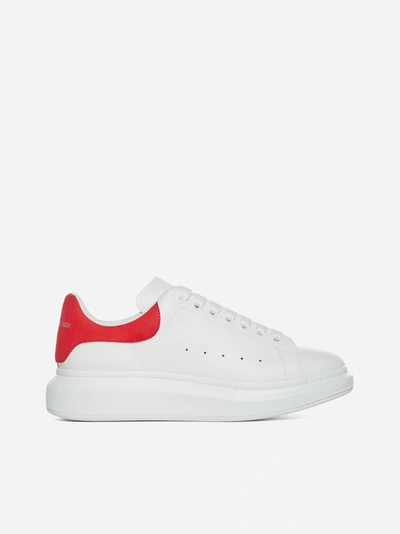 Shop Alexander Mcqueen Sneakers Oversize In Pelle In White - Red