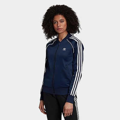Shop Adidas Originals Adidas Women's Originals 3-stripes Primeblue Track Jacket Size X-small Polyester/plastic In Collegiate Navy/white