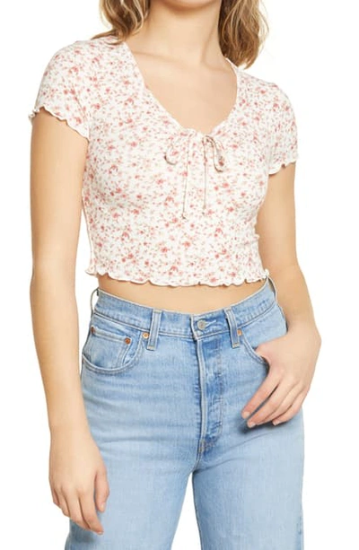 Shop Bdg Urban Outfitters Ditsy Pointelle Top In Ivory