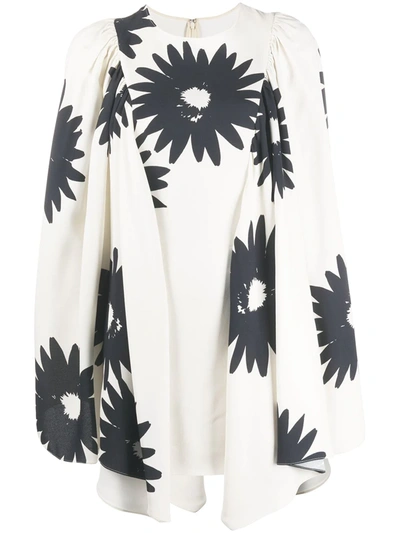 Shop Stella Mccartney Floral Print Bell Sleeves Dress In Neutrals