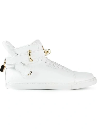 Buscemi Classic Leather High Top Sneakers, White