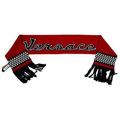 Pre-owned Versace Wool Scarf & Pocket Square In Red